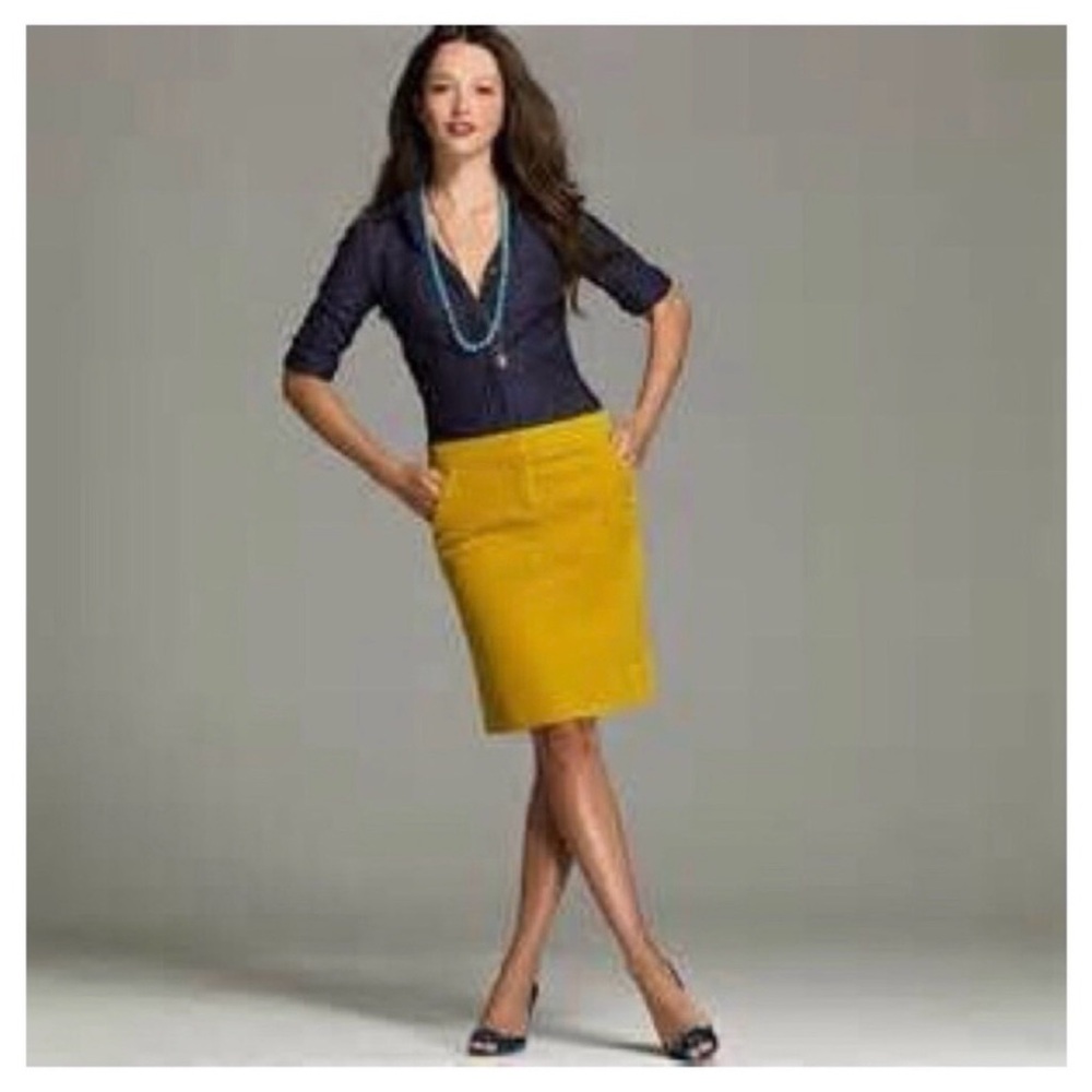 J. Crew Corduroy Trouser Skirt in Mustard Yellow - Women’s Size 6
